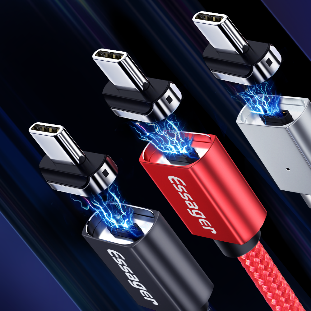 Магнитный кабель черный ESSAGER USB Type-C 1метр(PS), фото №2 Магнитный кабель черный ESSAGER USB Type-C 1метр(PS), фото №2