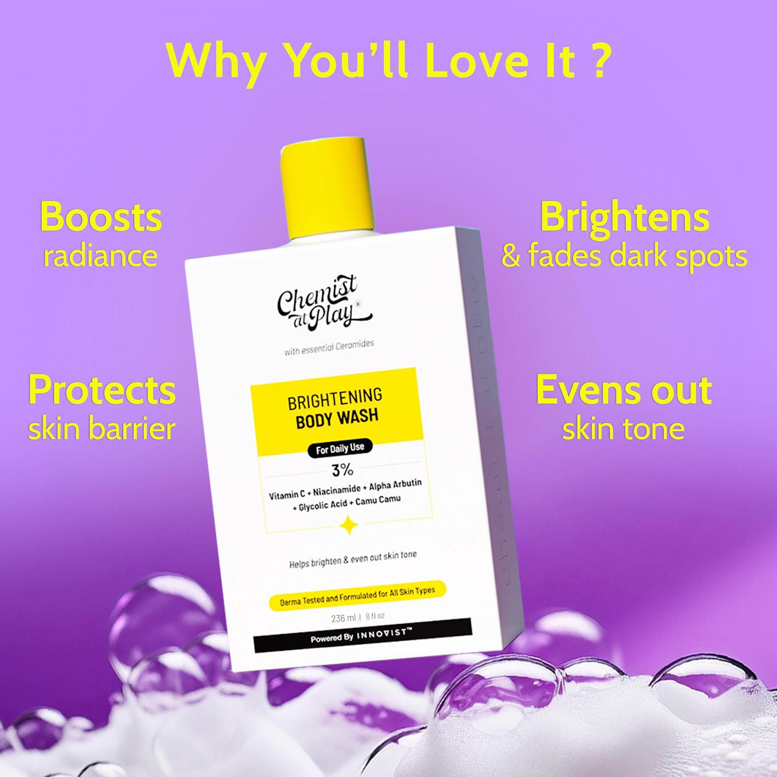 Гель для душу Chemist at Play Brightening Body Wash освітлюючий з вітаміном C та альфа-арбутином 236 мл, фото №3