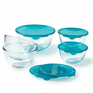 Набір мисок для змішування Pyrex із боросилікатного скла із 5 шт. із кришками - Фото 1