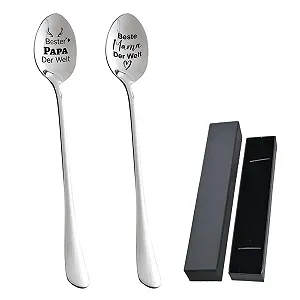 Набір ложок з нержавіючої сталі (2 шт.) з гравіюванням, кругла - Фото 1