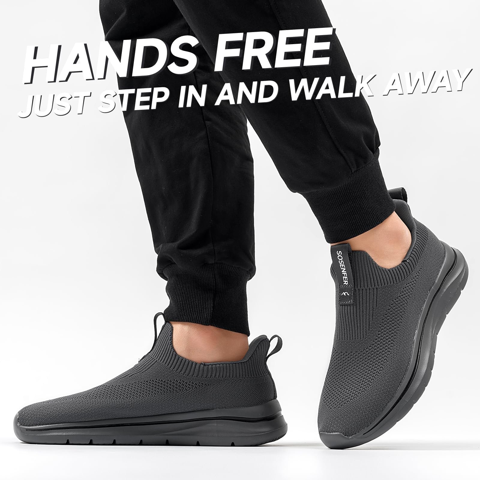 Кроссовки Sosenfer Без шнурков Дышащие Мужские Удобные Повседневные Спортивные Легкие для спортзала и ходьбы, фото №2 Кроссовки Sosenfer Без шнурков Дышащие Мужские Удобные Повседневные Спортивные Легкие для спортзала и ходьбы, фото №2