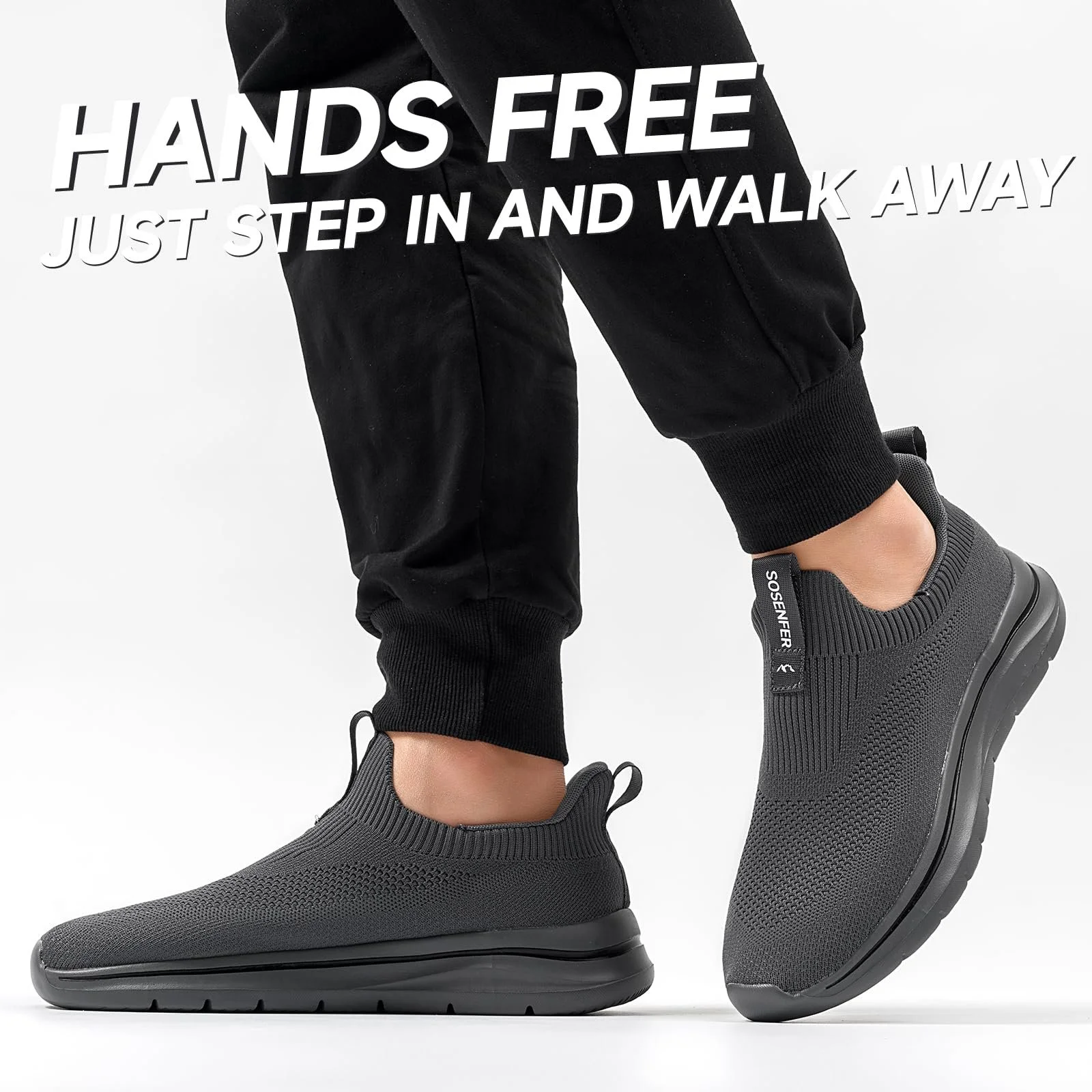 Чоловічі Сліпони Sosenfer Дихаючі Без Шнурків Зручні Повсякденні Спортивні Легкі Кросівки для Тренажерного Залу та Ходьби, фото №2