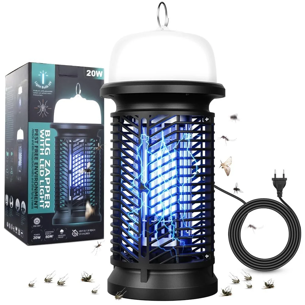Лампа-пастка для комах електрична 20 Вт 9 Вт LED 4500 В 1.5 м кабель, фото №1