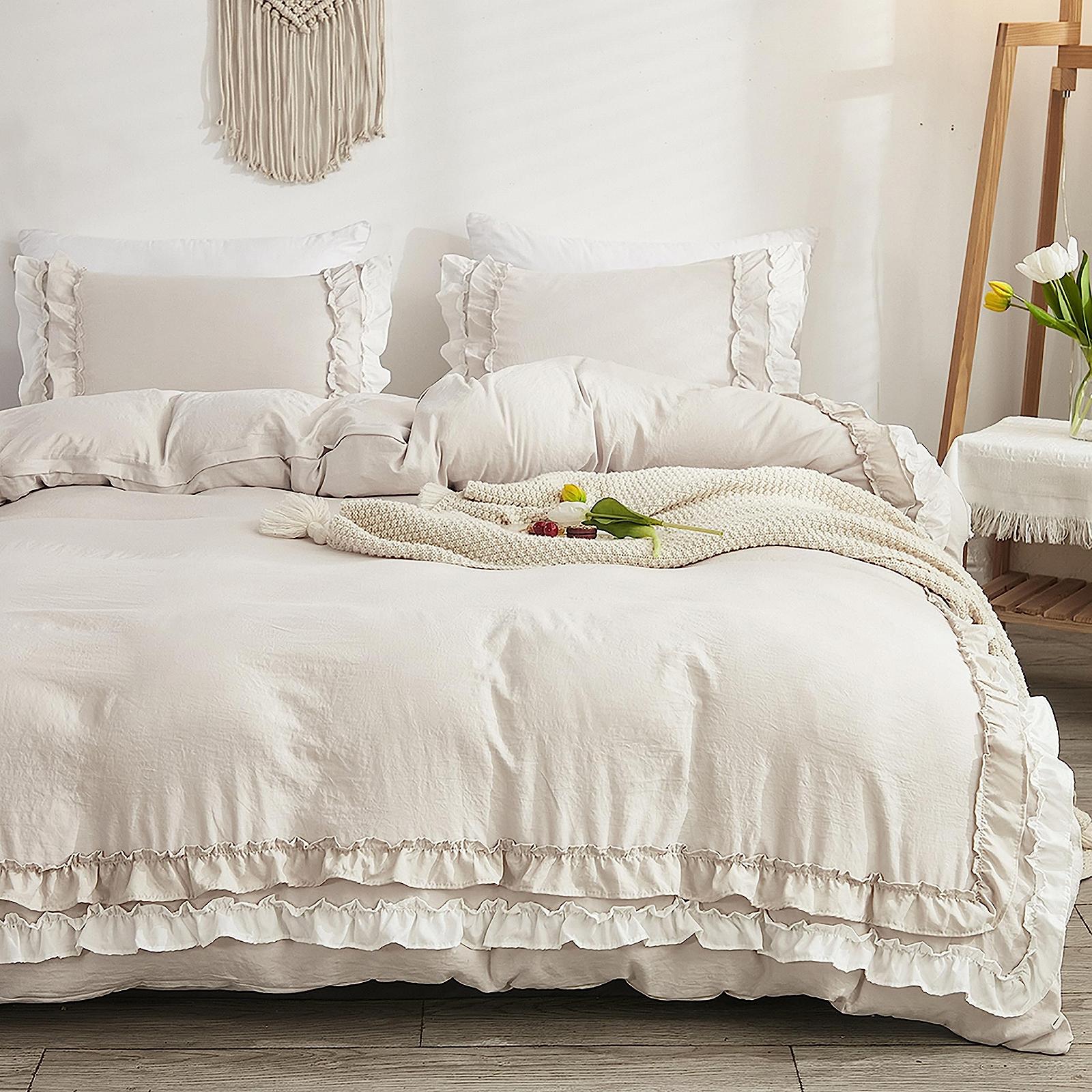 Постільна білизна Getiya з оборками Romantic 135 x 200 см, бежева (1 наволочка 80 x 80 см), фото №3