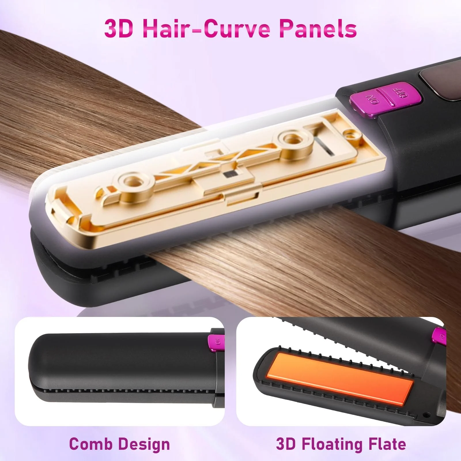 Міні-випрямляч SOPPY 2-in-1 Wireless 4500 mAh з іонізацією 160-220°C швидке нагрівання 20с, фото №3