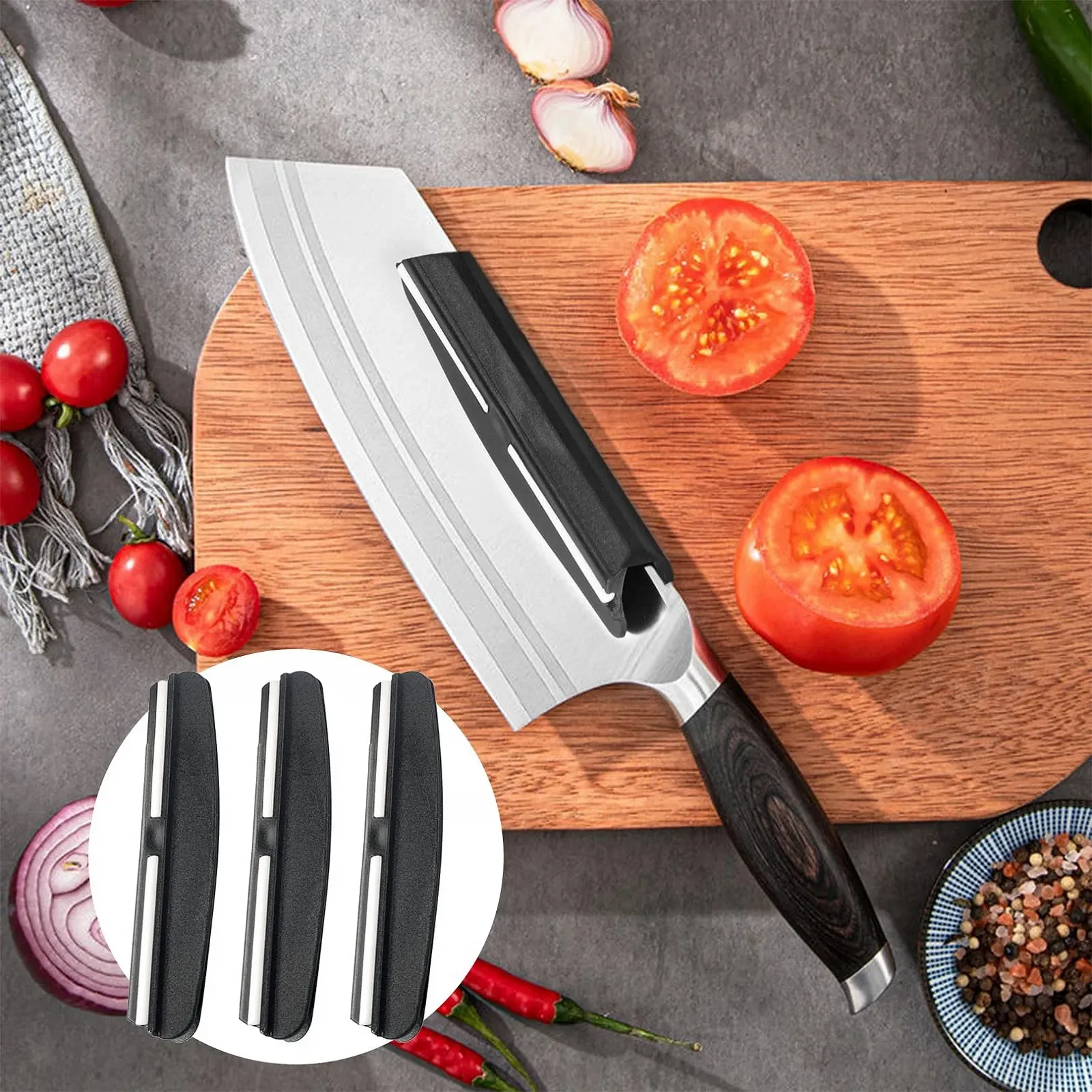 Набор направляющих для угла заточки ножей 15 градусов 3 шт черный, фото №6