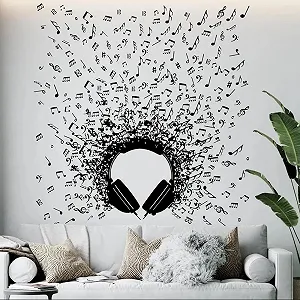 Наклейка на стіну Музичні інструменти Jazz Rock DJ Навушники Ноти Вінілова - Фото 1