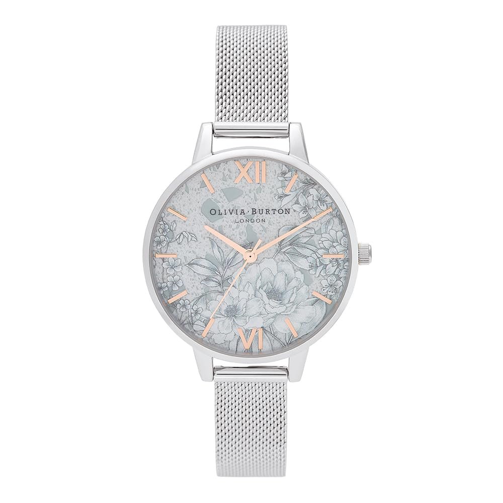 Жіночий аналоговий кварцовий годинник Olivia Burton Terrazzo Florals OB16TZ06, сріблястий браслет із нержавіючої сталі, фото №1