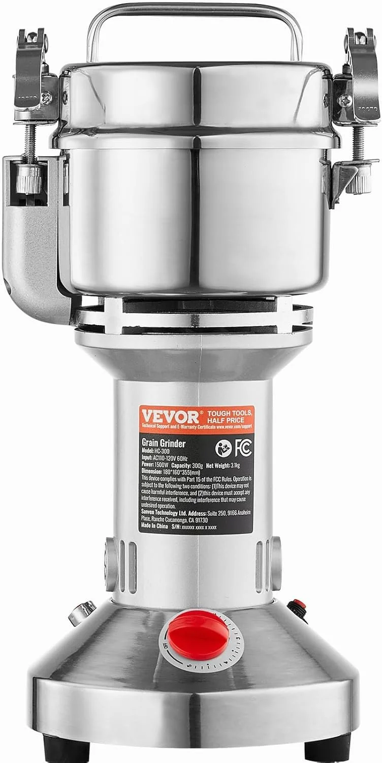 Універсальний електричний млин VEVOR HC-HC-300 / 1500W / 300 г / Нержавіюча сталь / Для сухих інгредієнтів / Срібний, фото №2 Універсальний електричний млин VEVOR HC-HC-300 / 1500W / 300 г / Нержавіюча сталь / Для сухих інгредієнтів / Срібний, фото №2