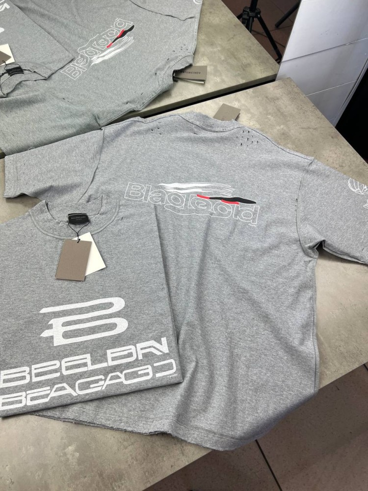Футболка серая Balenciaga Gray f657, фото №6