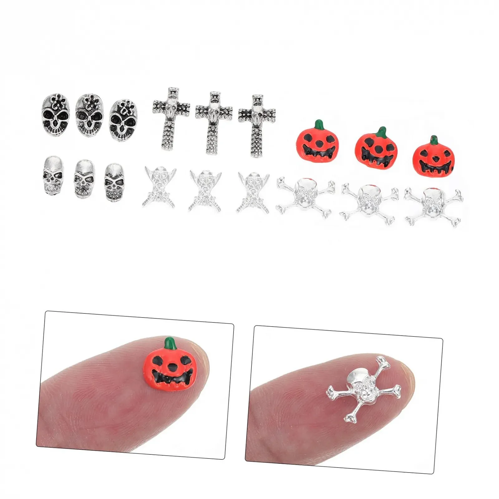 Хелловін FOMIYES 54шт, вінтажна біжутерія, хрест, підвіски, манікюр, гарбуз, сплав, кристал, 3D, фото №7