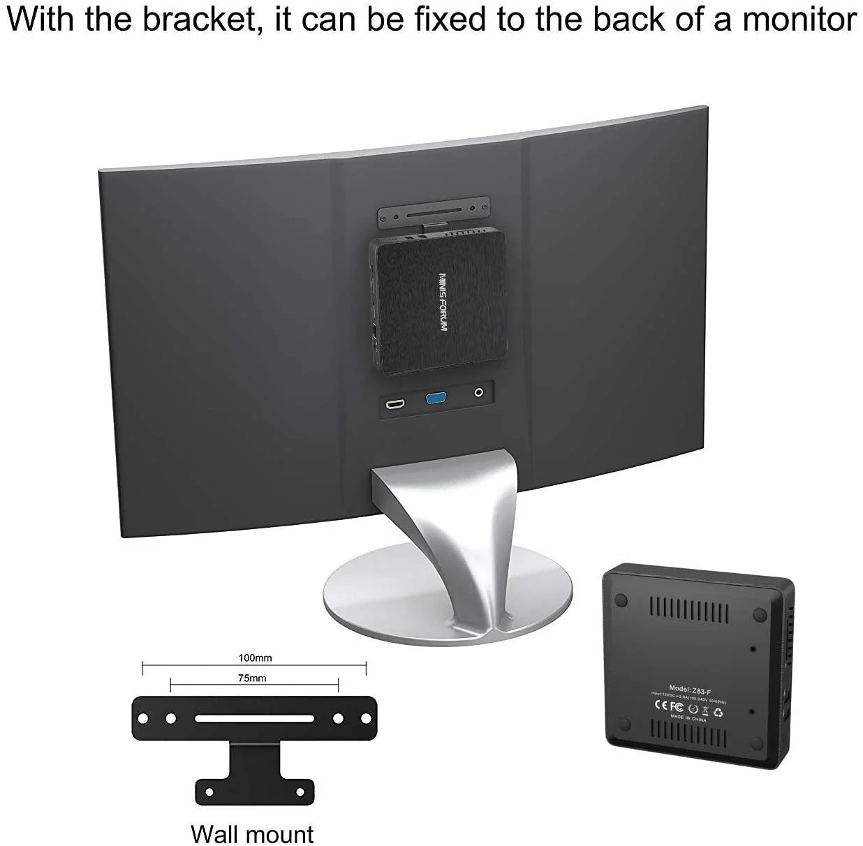 Мини ПК MINIS FORUM Z83-F / Intel Atom x5-Z8350 / RAM 2GB / eMMC 32GB / HDMI / LAN / Wi-Fi 5 / Bluetooth 4.1 / Черный, фото №6