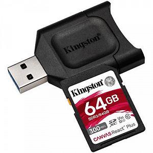 Карта памяти Kingston 64GB SDXC Class 10 UHS-I U3 React Plus + USB-кардридер MLPR2/64GB synthetic.ua - Фото 1