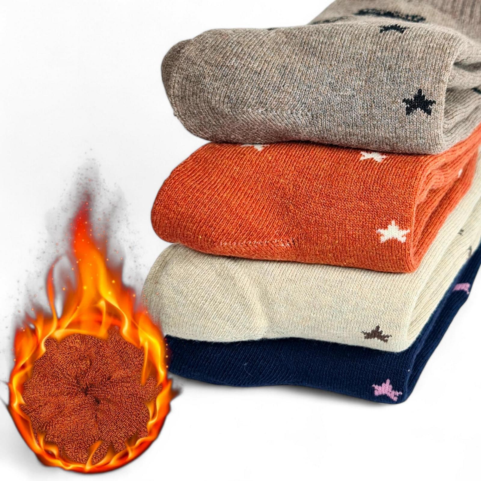 Термоноски Женские Зимние Носки для Женщин Теплые и Мягкие с Различными Рисунками 4 Пары на Выбор Шерсть или Хлопок, фото №3