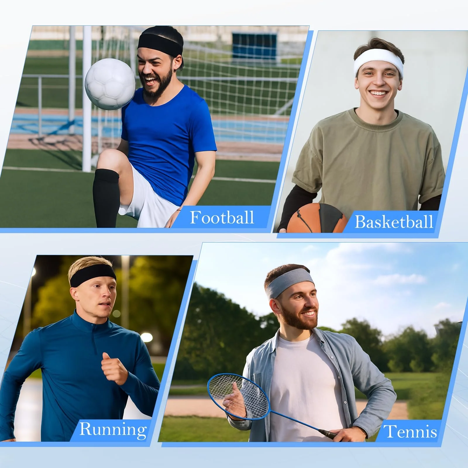 Спортивна пов'язка на голову Bewudy, набір 3 шт., бавовняна, фото №4