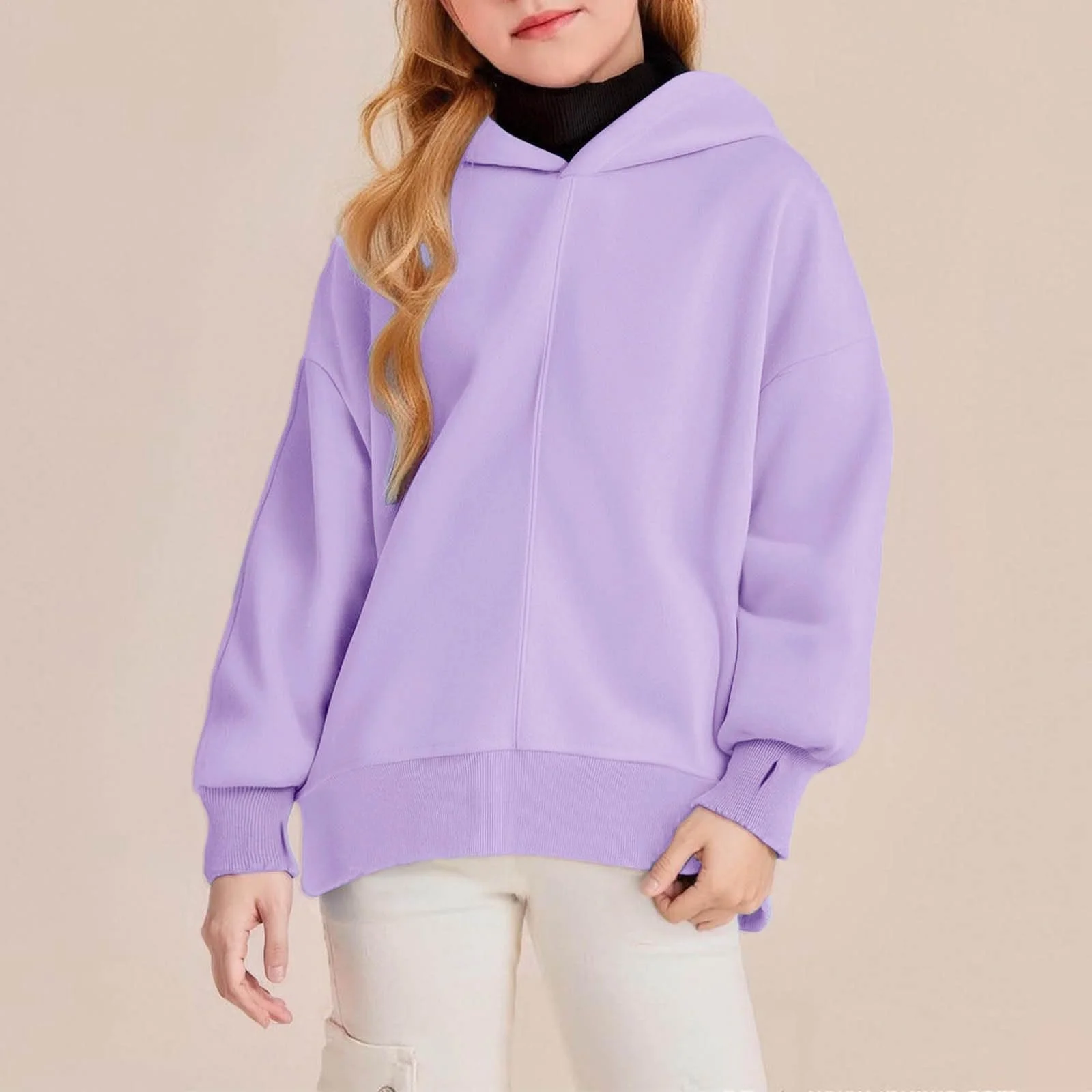 Oversize Толстовка для дівчинки Generisch Однотонна, фото №2 Oversize Толстовка для дівчинки Generisch Однотонна, фото №2