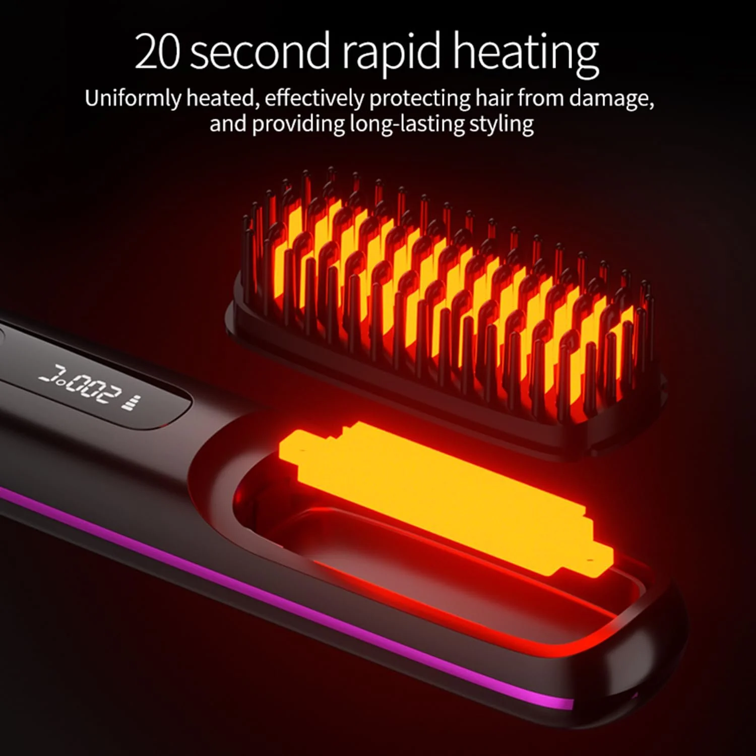 Щетка-выпрямитель Go Brush Pro Mini Portable Wireless LCD 2000mAh BK, фото №5 Щетка-выпрямитель Go Brush Pro Mini Portable Wireless LCD 2000mAh BK, фото №5
