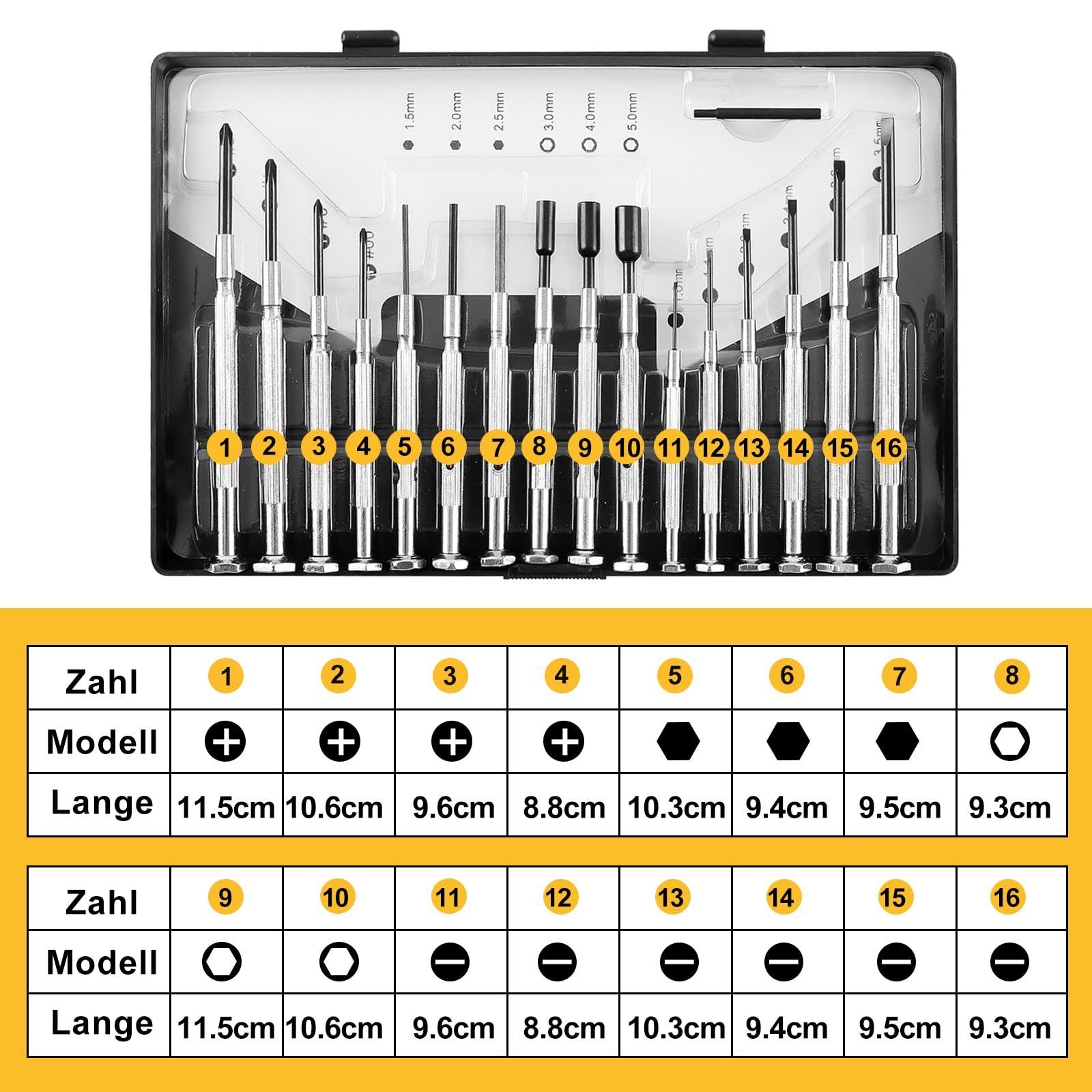 Набір викруток Mini 16 предметів з збільшувальною лупою для годинників і окулярів, фото №2 Набір викруток Mini 16 предметів з збільшувальною лупою для годинників і окулярів, фото №2