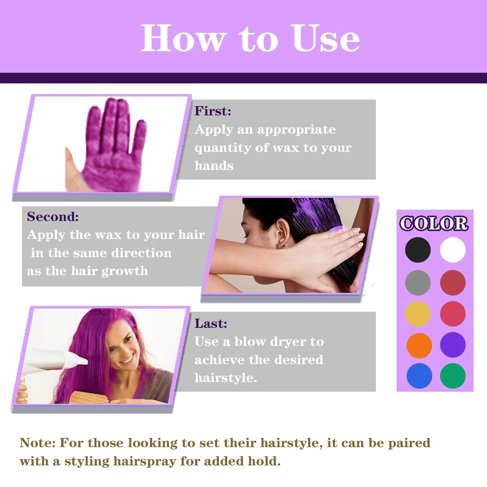 Тимчасова фарба для волосся HaiolorPro Фіолетовий, фото №7