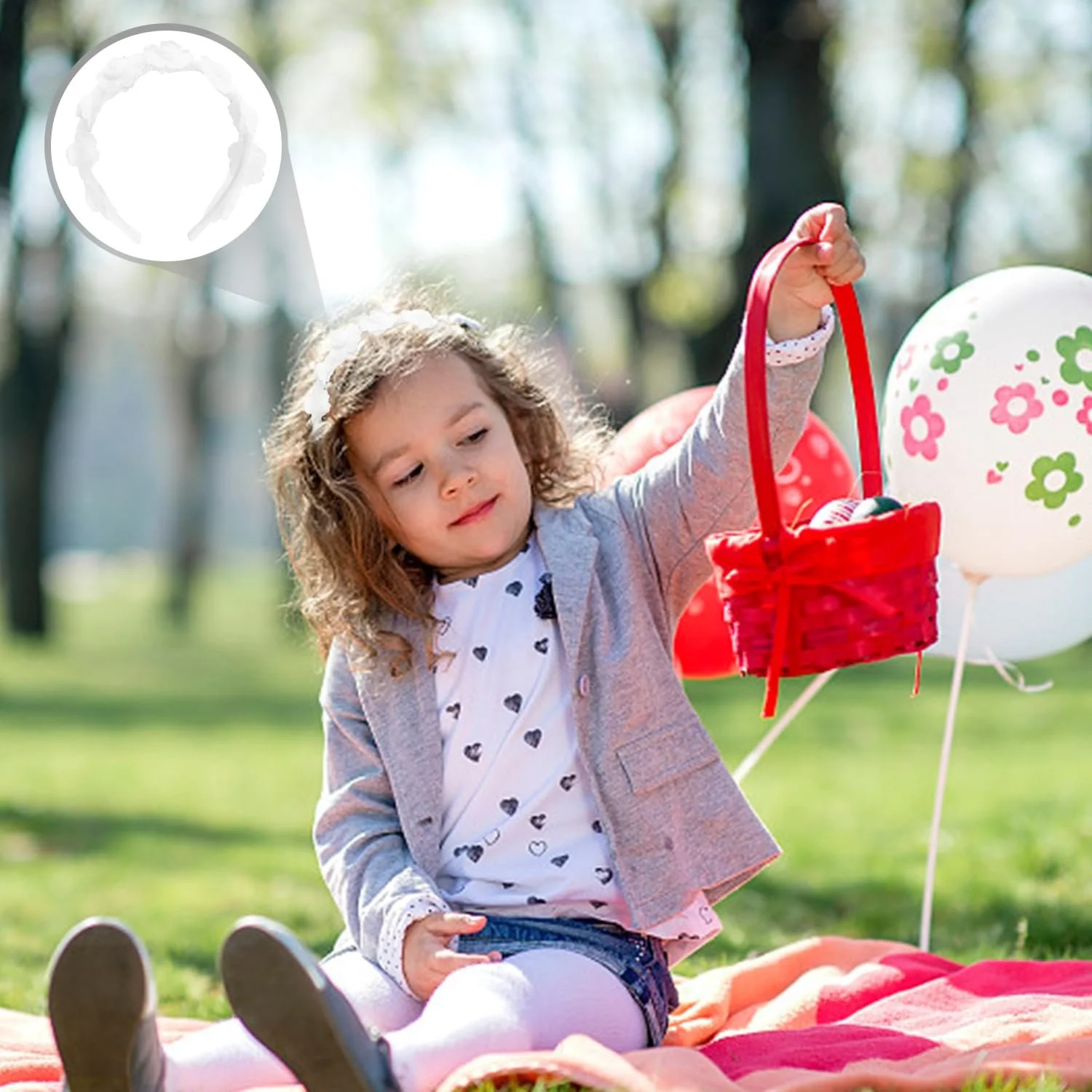 Обруч Цветочный Кружевной Белый, фото №6