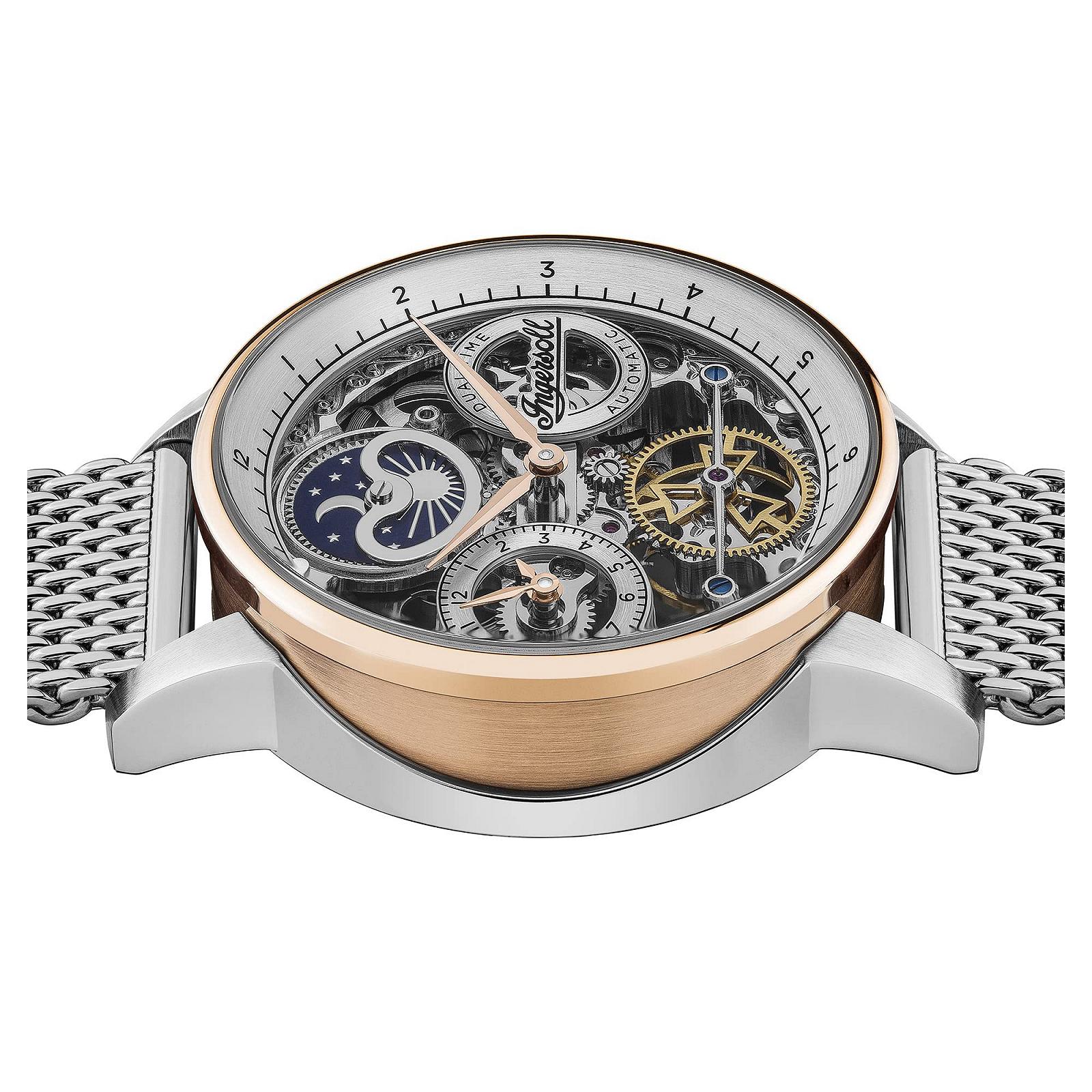 Часы Ingersoll The Jazz Мужские Автоматические Лунная Фаза 42 мм Скелетон Циферблат Миланский Сетчатый Ремешок, фото №4 Часы Ingersoll The Jazz Мужские Автоматические Лунная Фаза 42 мм Скелетон Циферблат Миланский Сетчатый Ремешок, фото №4