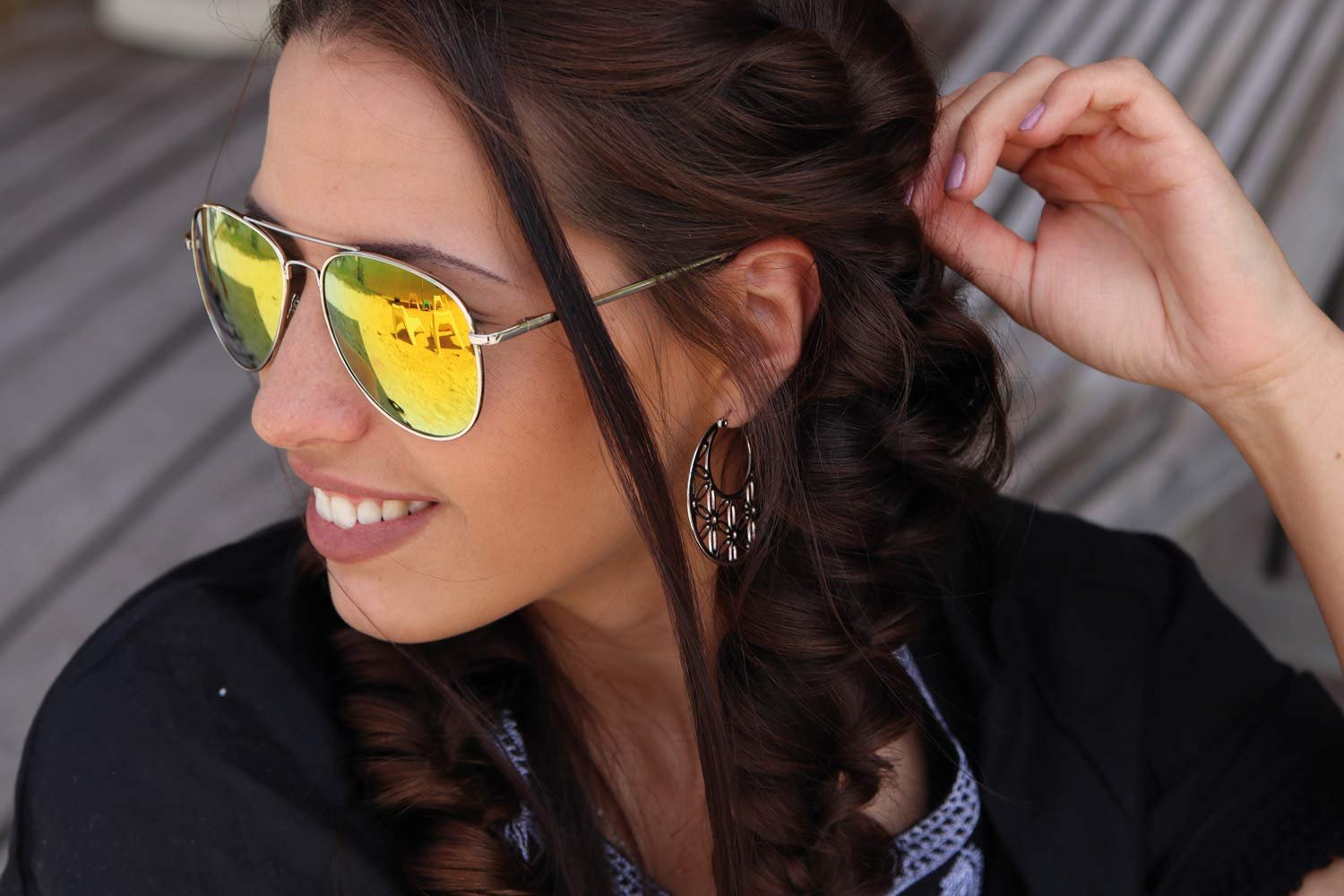 Авіатори styleBREAKER Unisex 09020037 Дзеркальні з пружинним шарніром, фото №5