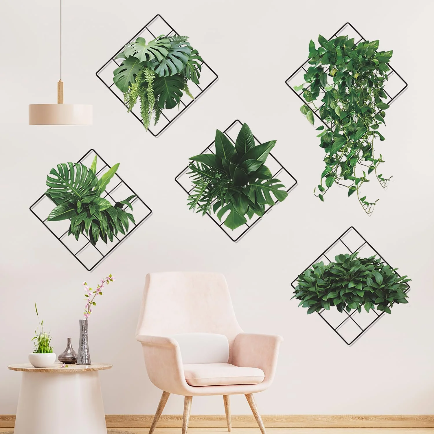 Наклейка на стіну Plants Green 3D PVC Набір 6 шт., фото №6