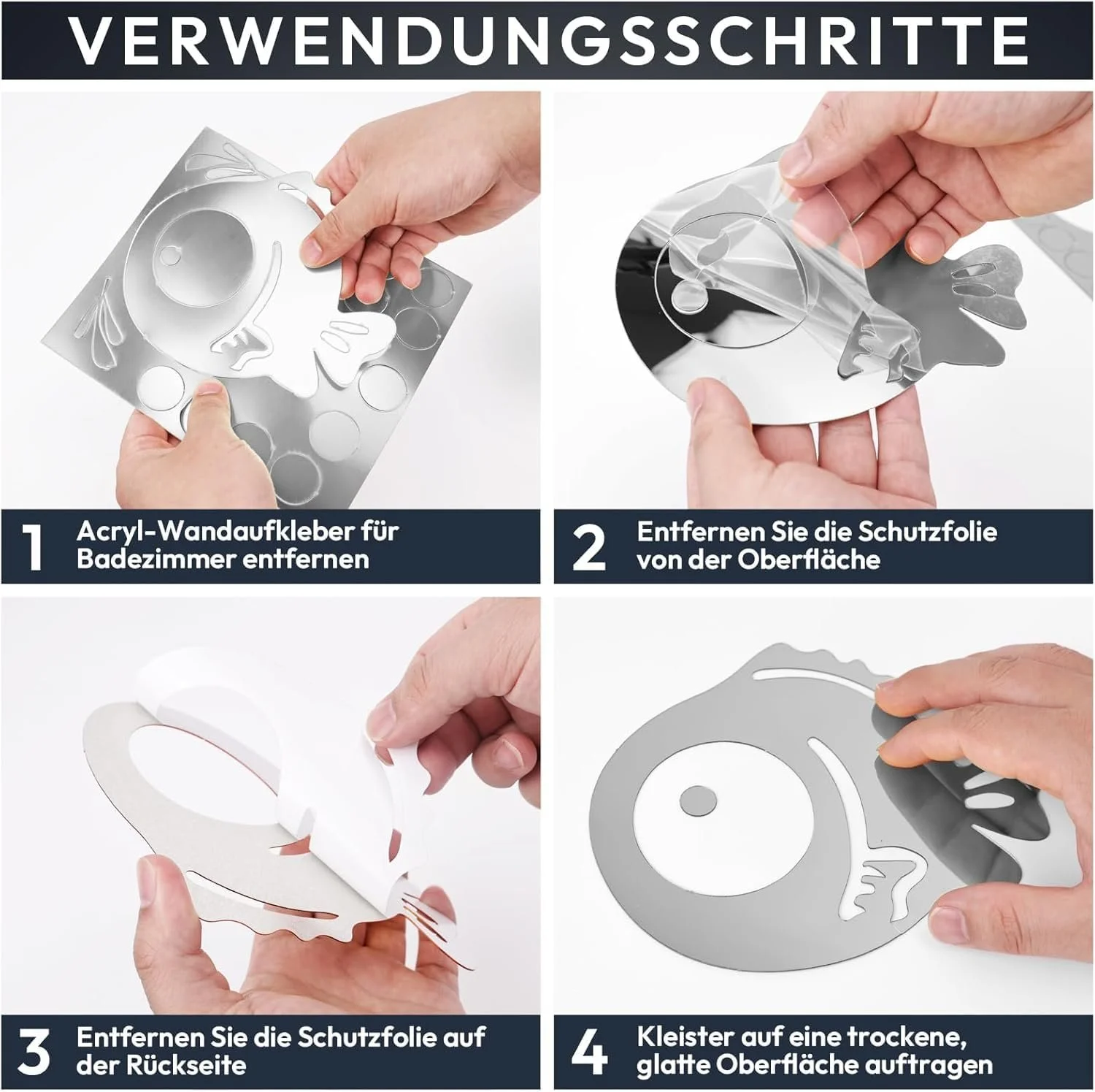 Дзеркальна наклейка Fish and Bubbles 3D акрилова 30 шт, фото №3