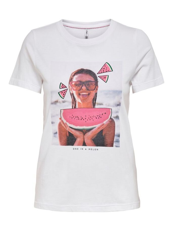 Футболка ONLLANA LIFE REG PHOTO TOP BOX JRS 15228829 Bright  MELON ONLY Білий S, фото №4