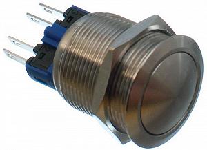 Кнопка антивандальна VJ Parts d25mm стрижка 22mm h35mm 2 положення 4 контакту - Фото 1