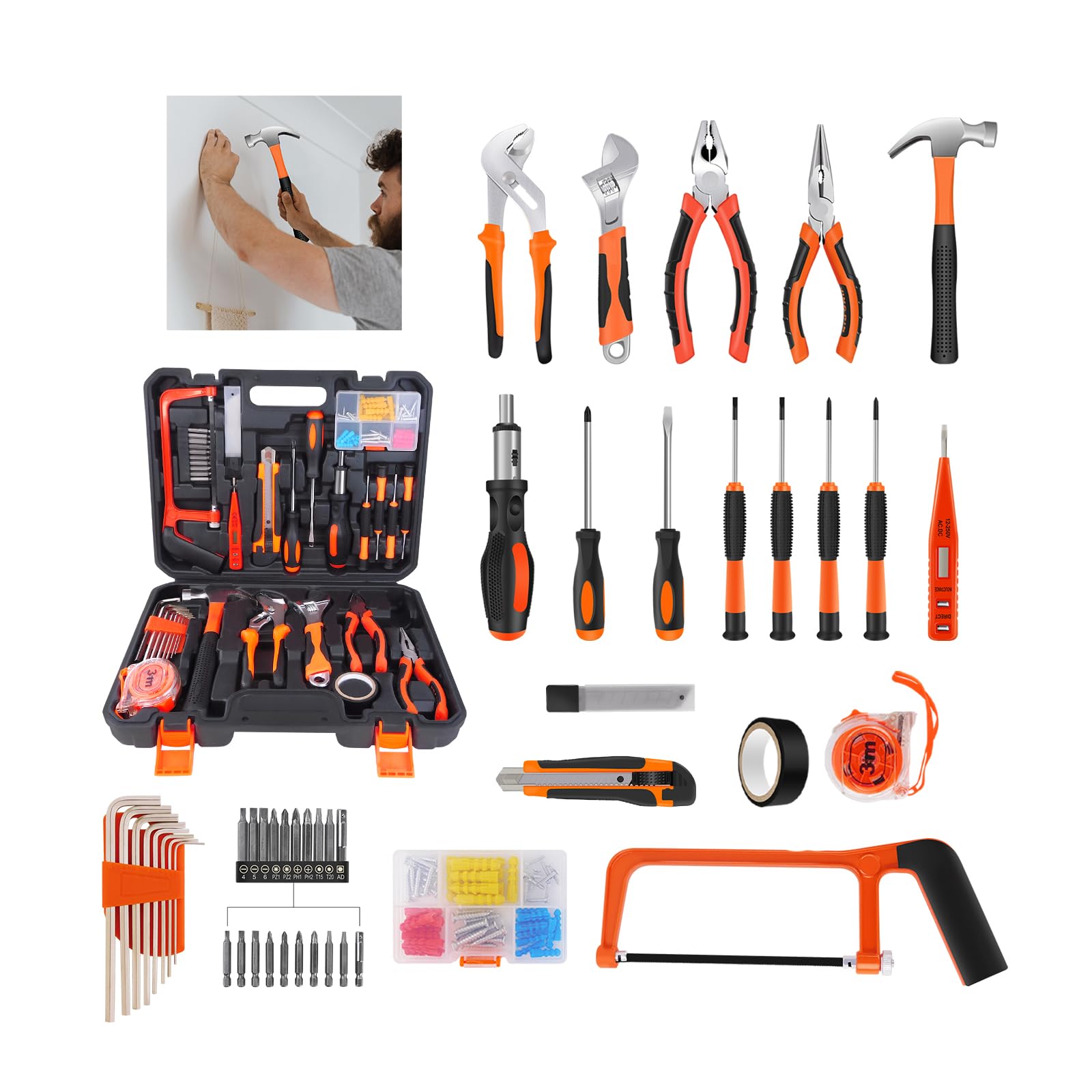 Ящик для инструментов ABS Набор инструментов Из углеродистой стали 102 штуки Прочный и надежный, фото №1