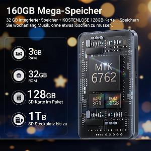 MP3-плеер Brand Series Model 160GB с WiFi Bluetooth, 4.0-дюймовым сенсорным экраном, Android 13, совместимый с Audible, FM-радио, Amazon Music, Deezer, Pandora, Play Store synthetic.ua - Фото 1