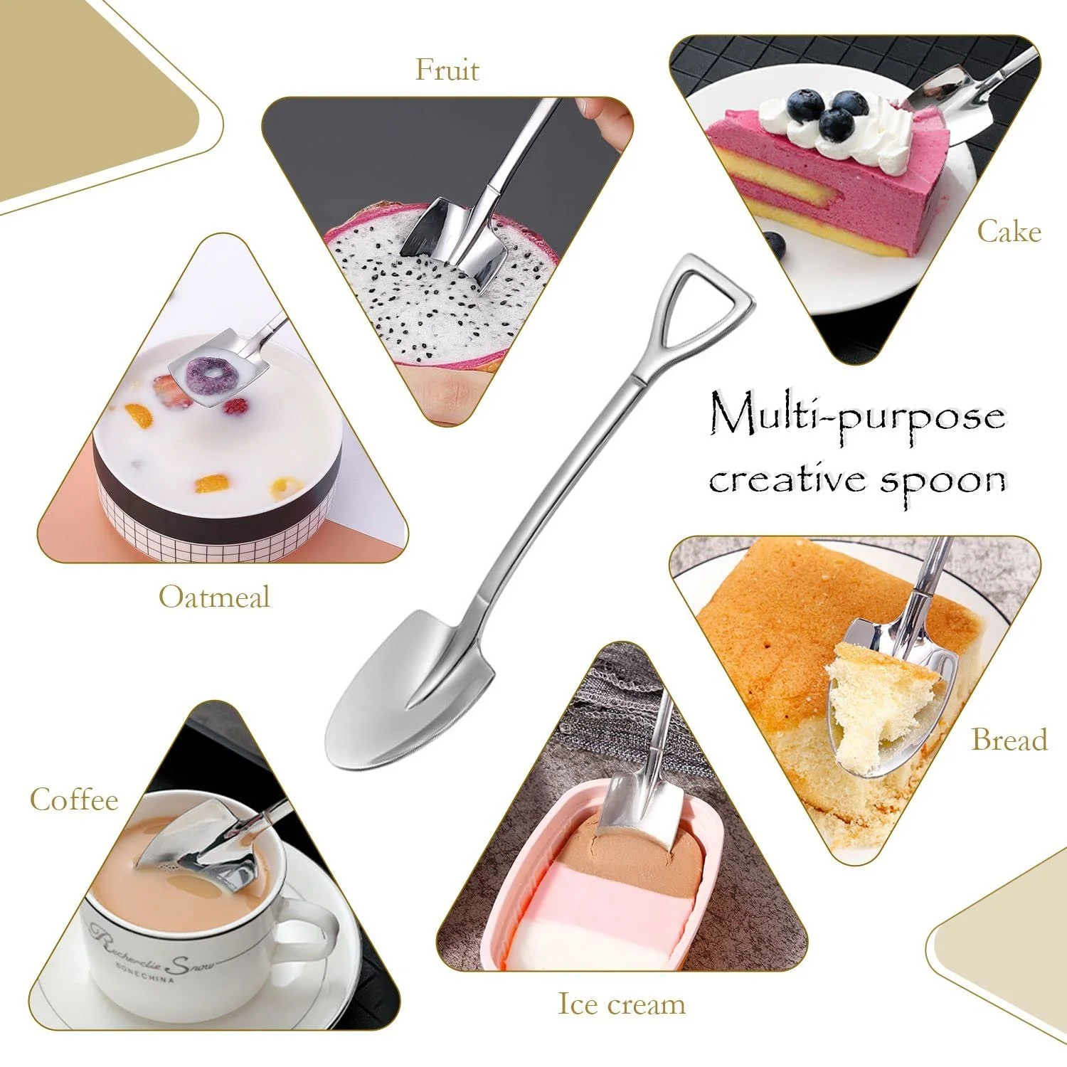 Ложка з нержавіючої сталі для кави, десерту, цукру, для кухні, чайних вечірок 6 шт, фото №3