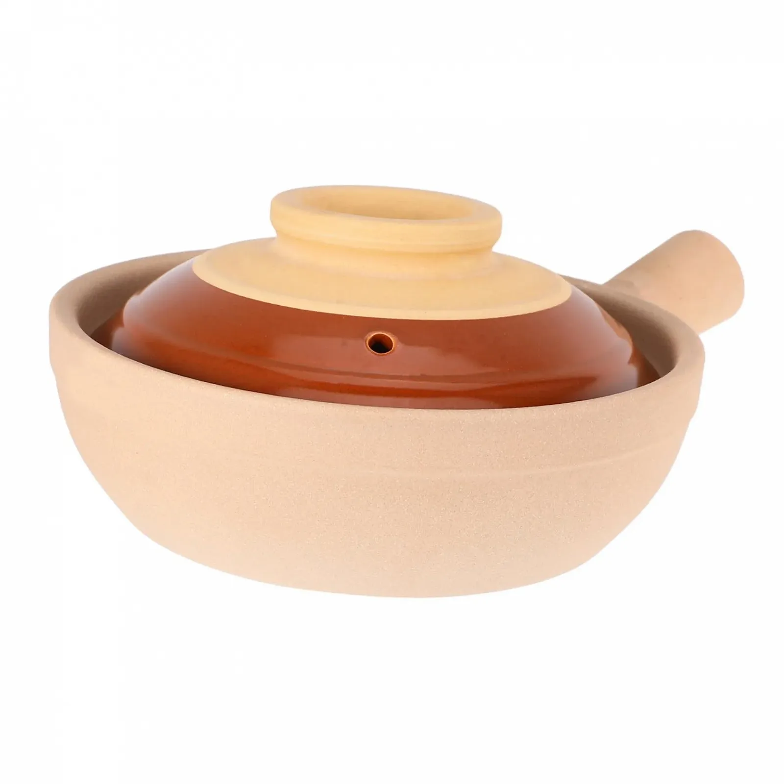 Кастрюля Garneck керамическая терракотовая с крышкой и одной ручкой жаростойкая, фото №1