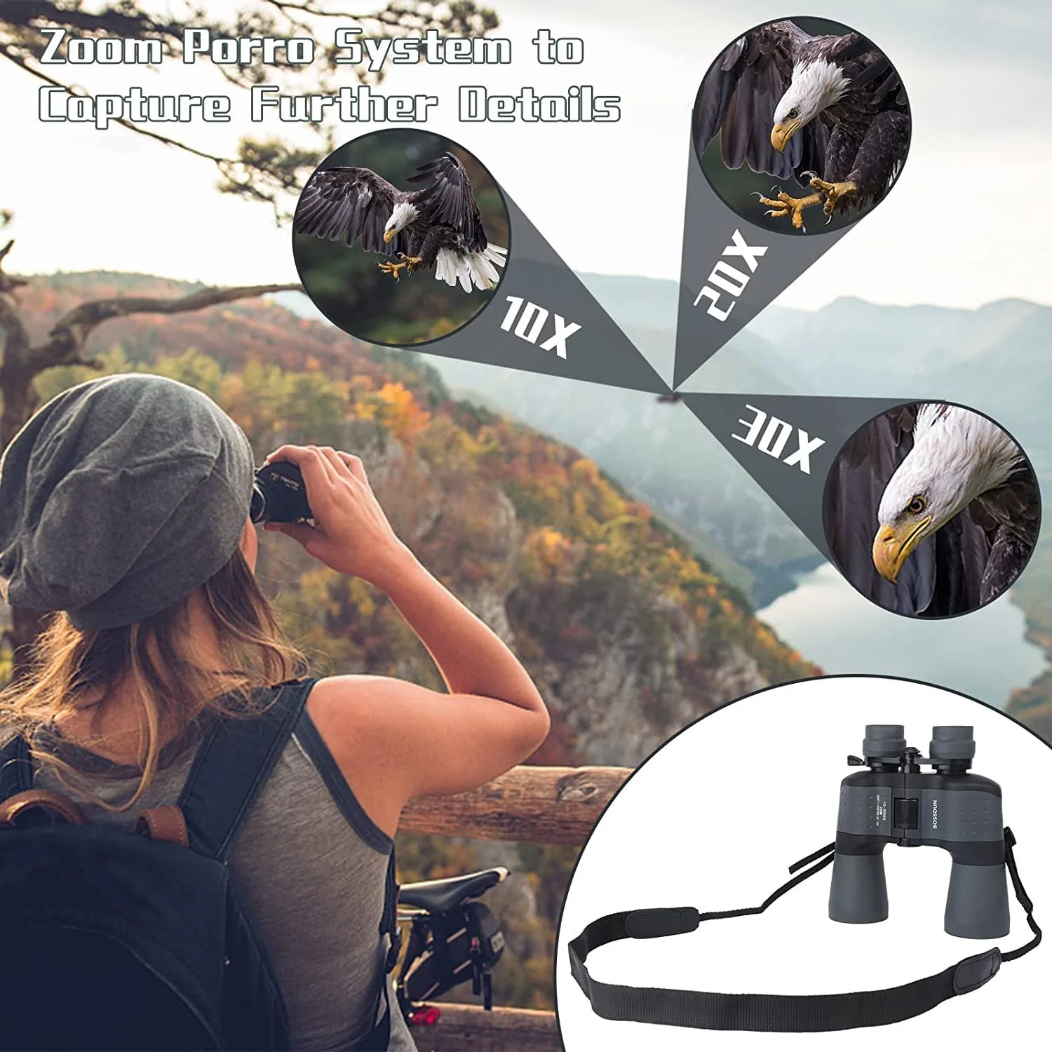 Бінокль Zoom 10-30x50 HD Професійний Водонепроникний FMC-BAK4, фото №3