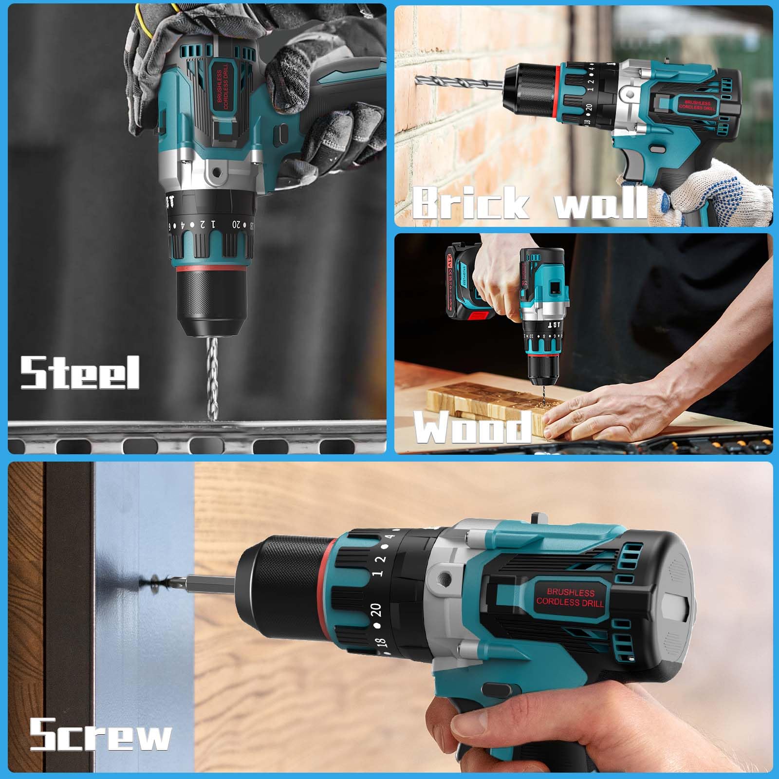 Электрическая аккумуляторная дрель Brushless 80 Нм, фото №7 Электрическая аккумуляторная дрель Brushless 80 Нм, фото №7