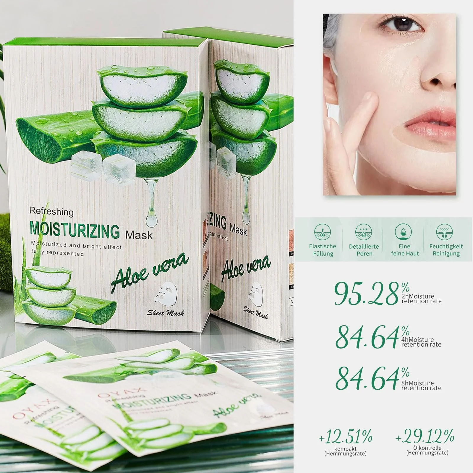 Тканинна Маска для обличчя Shefave Aloe Vera, Зволожуюча (30 мл x 10 Штук), фото №7 Тканинна Маска для обличчя Shefave Aloe Vera, Зволожуюча (30 мл x 10 Штук), фото №7