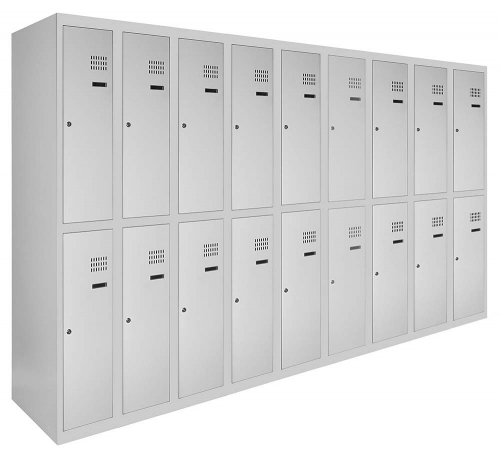 Шкаф металлический для одежды двухуровневый с нижней полкой LEVMETAL ШОМ нп 2/40/9 180х360х50, фото №2