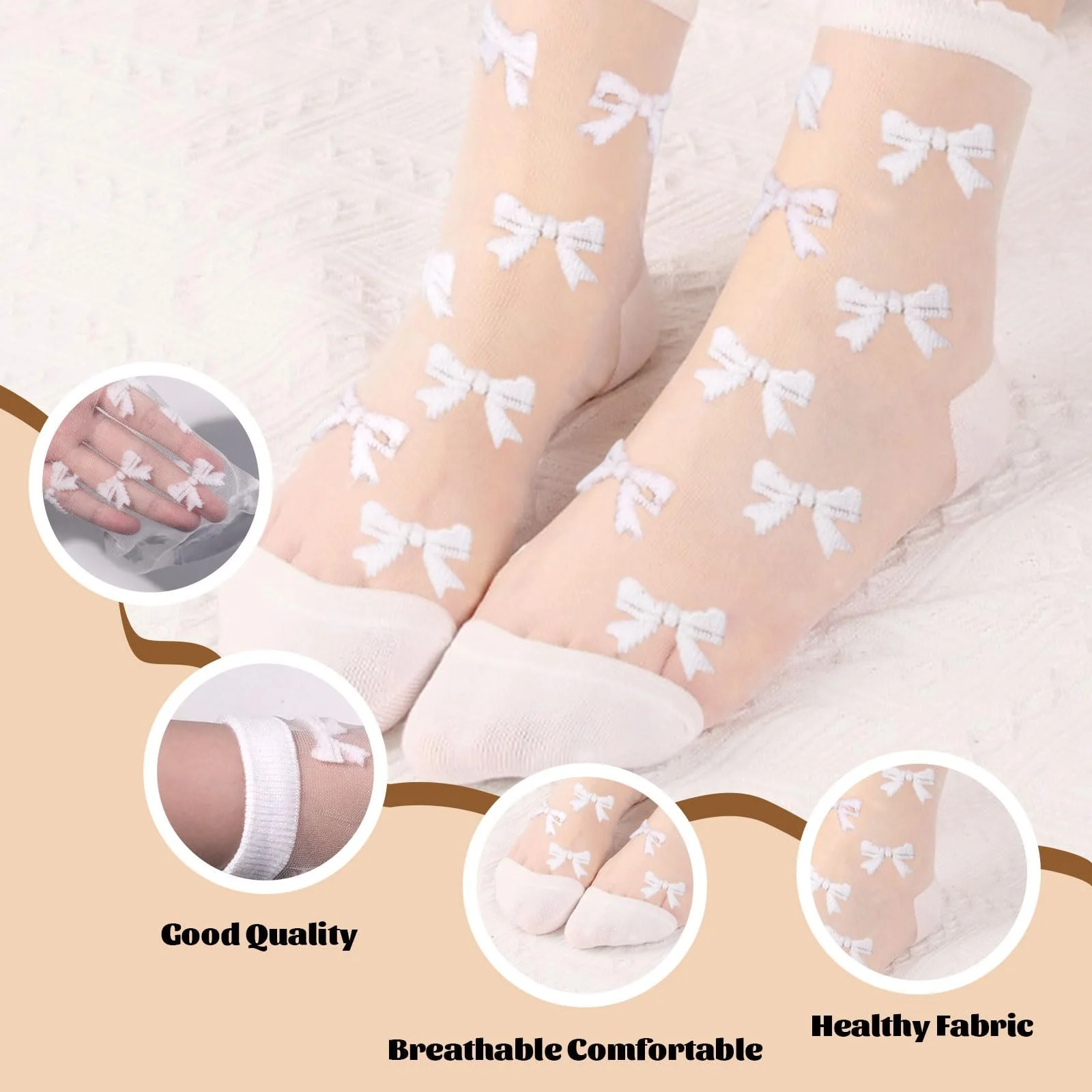 Шкарпетки Жіночі з вишивкою, 3 пари, фото №3 Шкарпетки Жіночі з вишивкою, 3 пари, фото №3