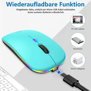 Мышь Беспроводная USB 2.4 GHz Bluetooth 1600 DPI Оптическое Отслеживание Лазурное Озеро synthetic.ua - Фото 1