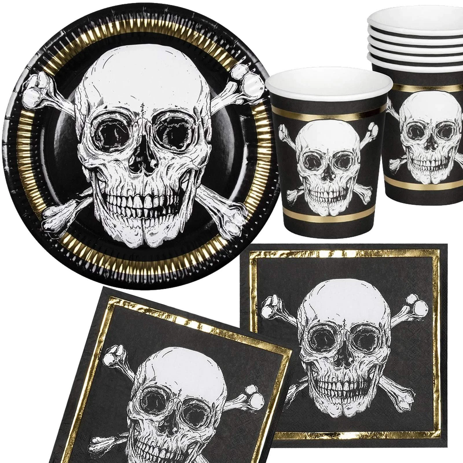 Набір посуду для вечірки Череп Пірати Кольоровий, фото №1