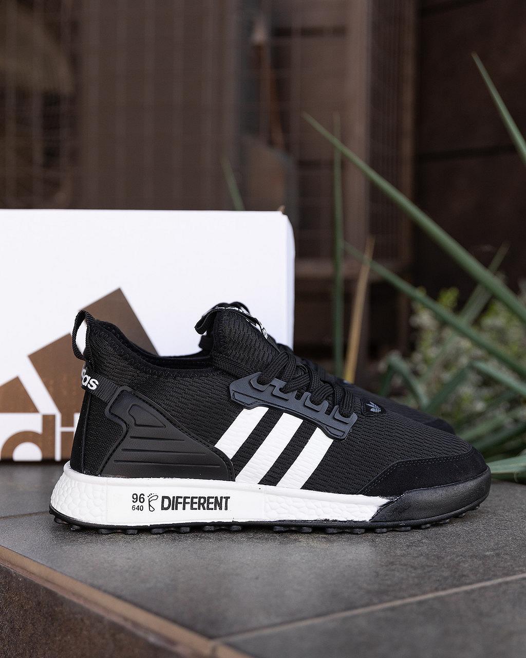 Мужские замшевые кроссовки Adidas Different черно белые повседневные легкие кросы адидас мужская обувь на лето, фото №4