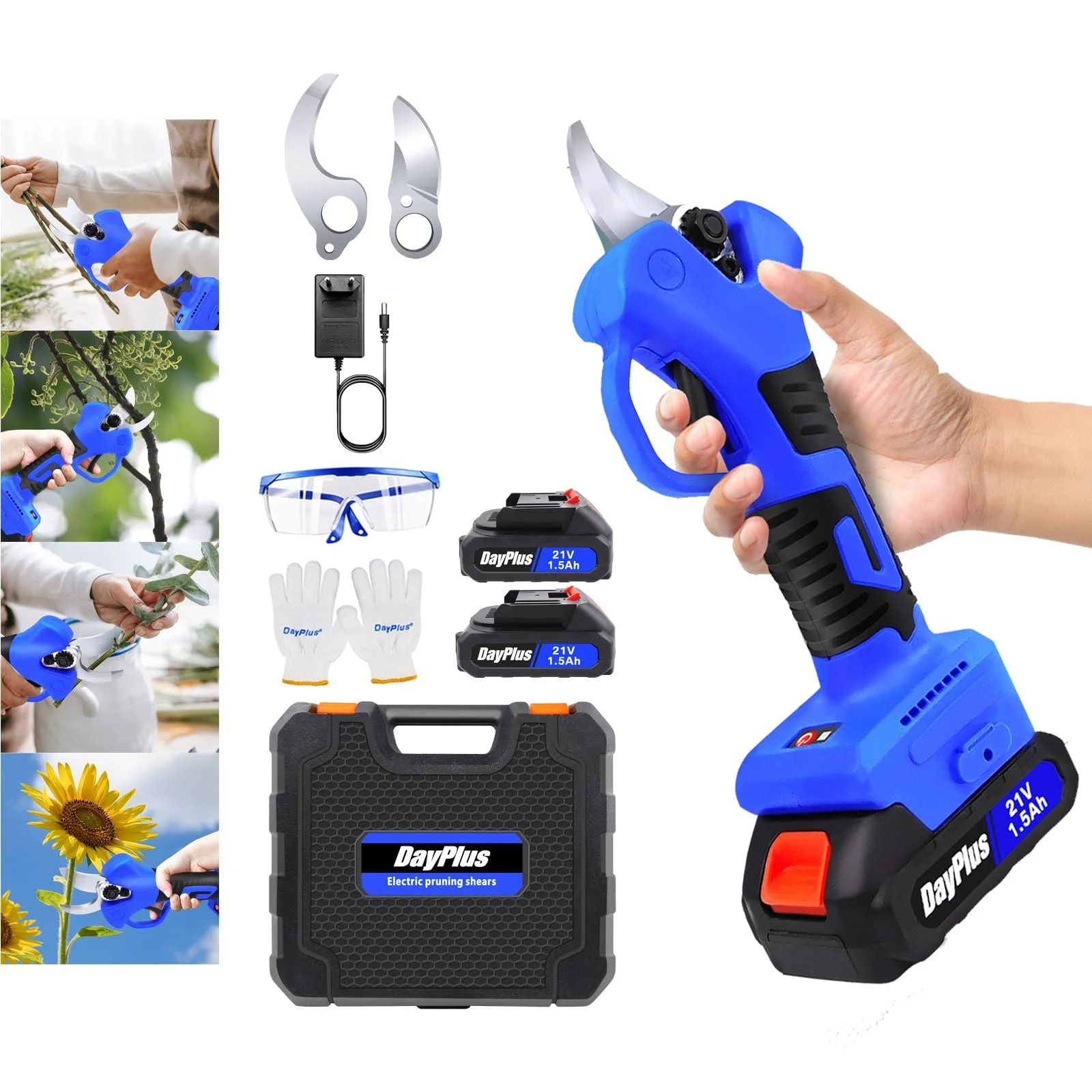 Сучкоріз акумуляторний електричний, професійний, 30 мм діаметр різу, з 2 акумуляторами 21 V x 1.5 Ah і зарядним пристроєм, фото №1