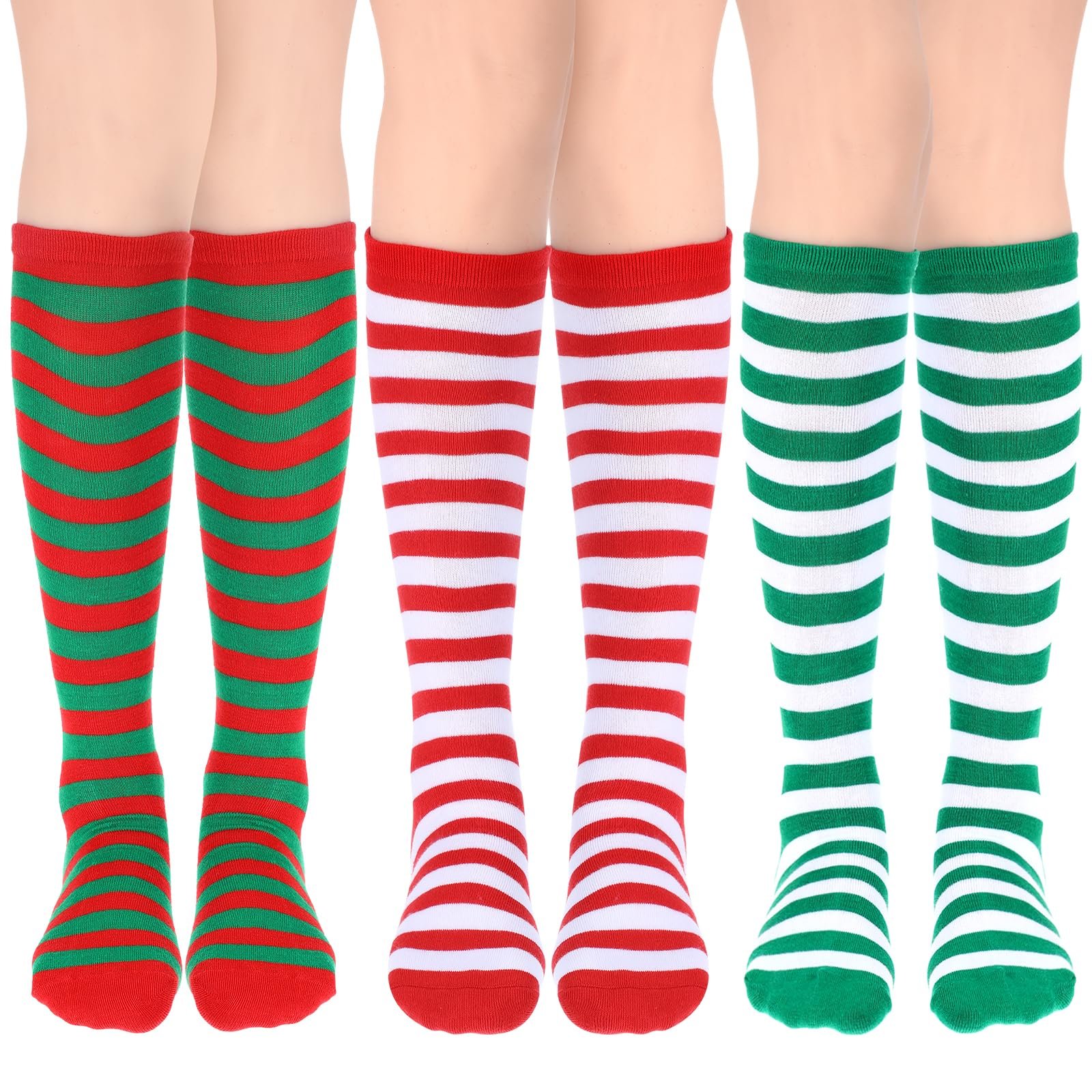 Женские рождественские носки, 3 пары, 39-42, гольфы, красный, фото №1