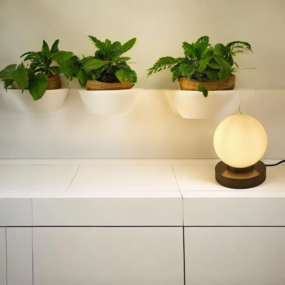 Настільна лампа Milo Скляна Нікель Опалове скло E14 В 15 см Д 11 см Біла (Сферична форма), фото №2