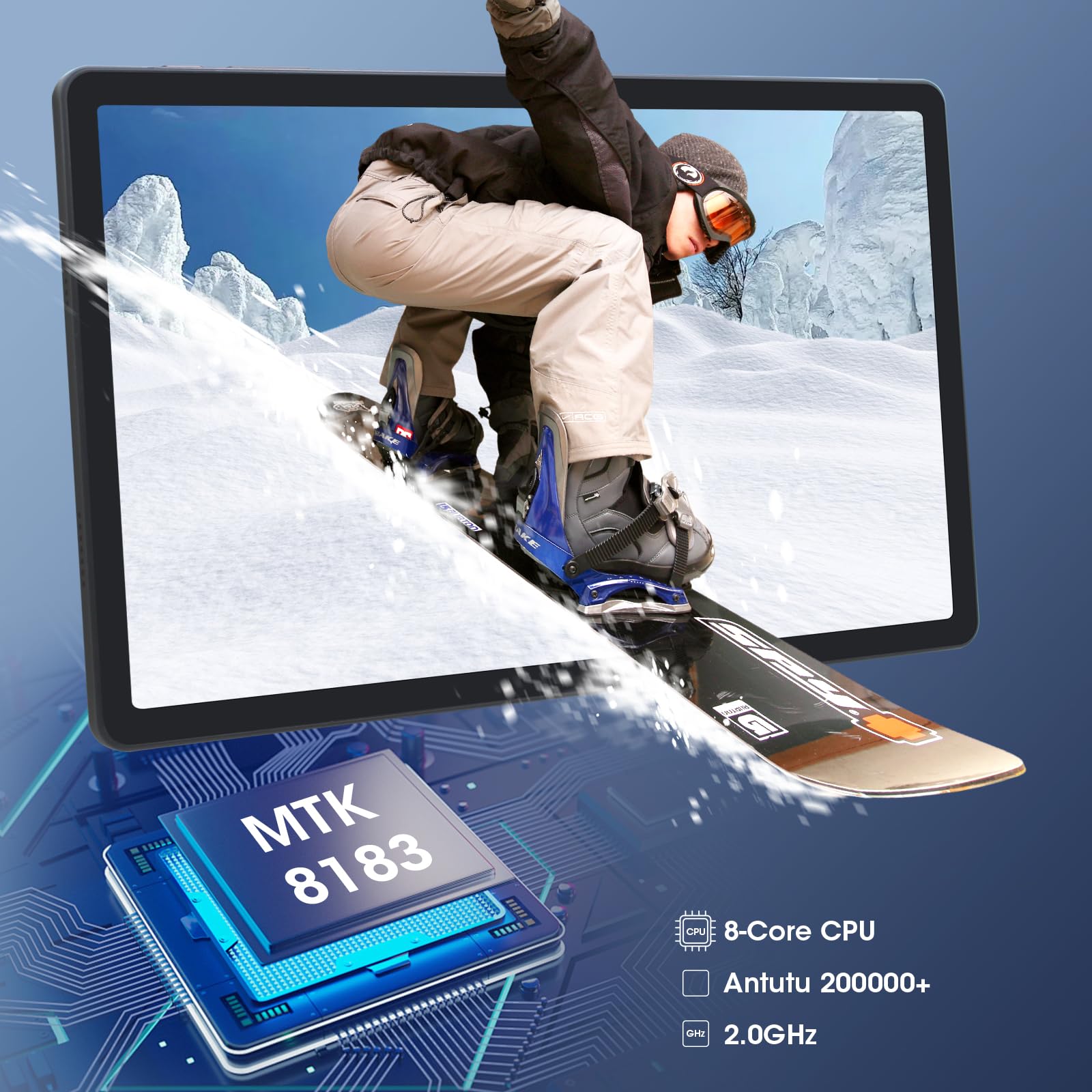 Планшет CWOWDEFU Android 13 11 дюймов 12GB RAM (6+6) 128GB ROM 1TB Expand,2K Inch Screen, с чехлом, для игр, MTK 8-ядерный, 5+13MP, 7000mAh, Dual Box, 5G WiFi, GMS, GPS, BT, черный, фото №4