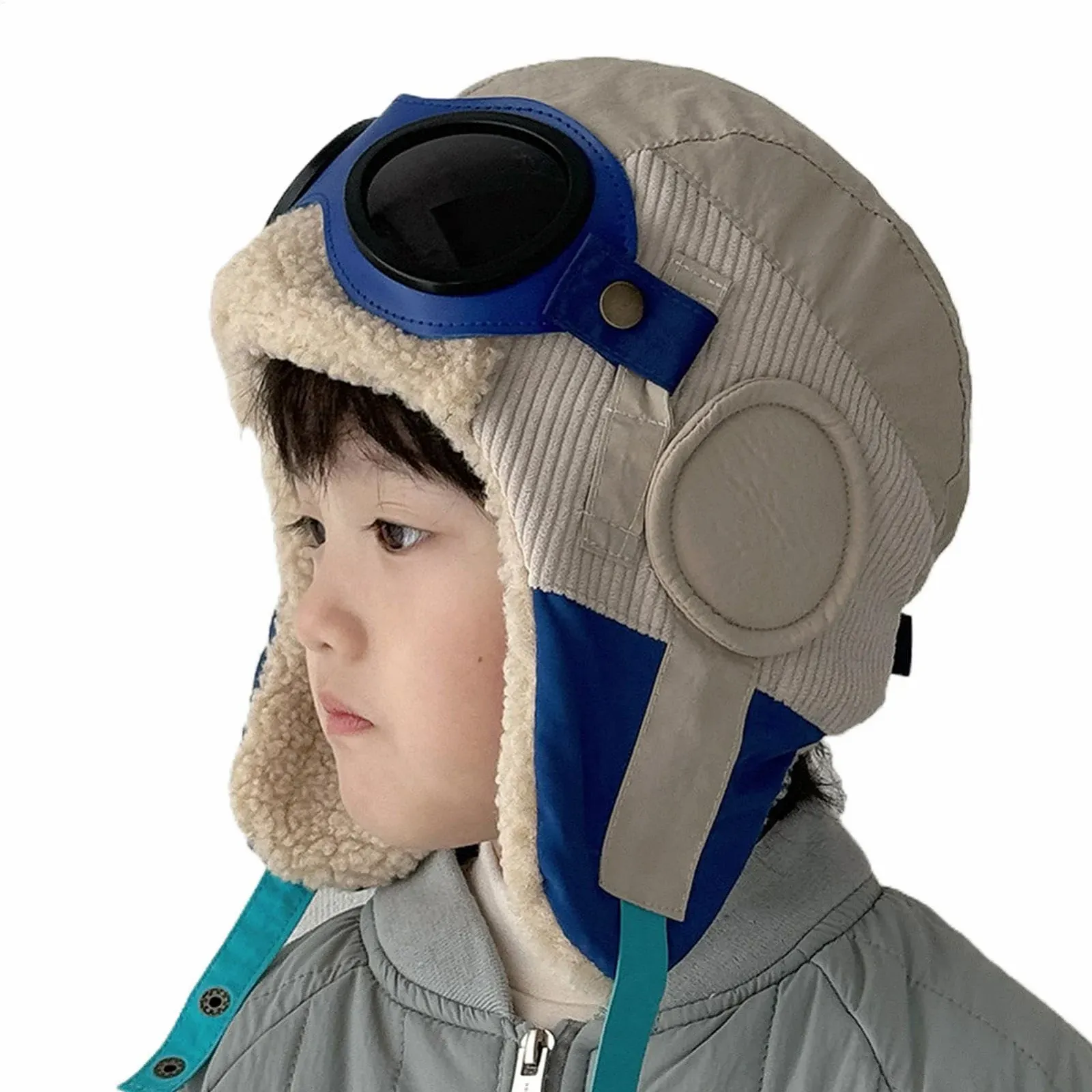 Детская шапка-ушанка Авиатор Mivceklw, зимняя, фото №3