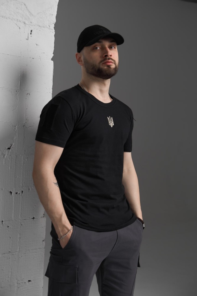 Футболка тризуб черная с липучками и змейкой, фото №6