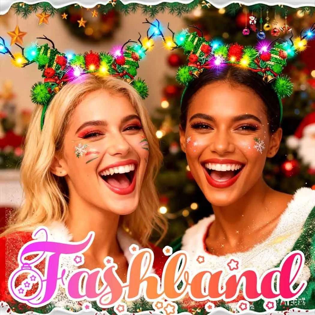 Різдвяний обруч на голову з оленячими рогами, фото №2