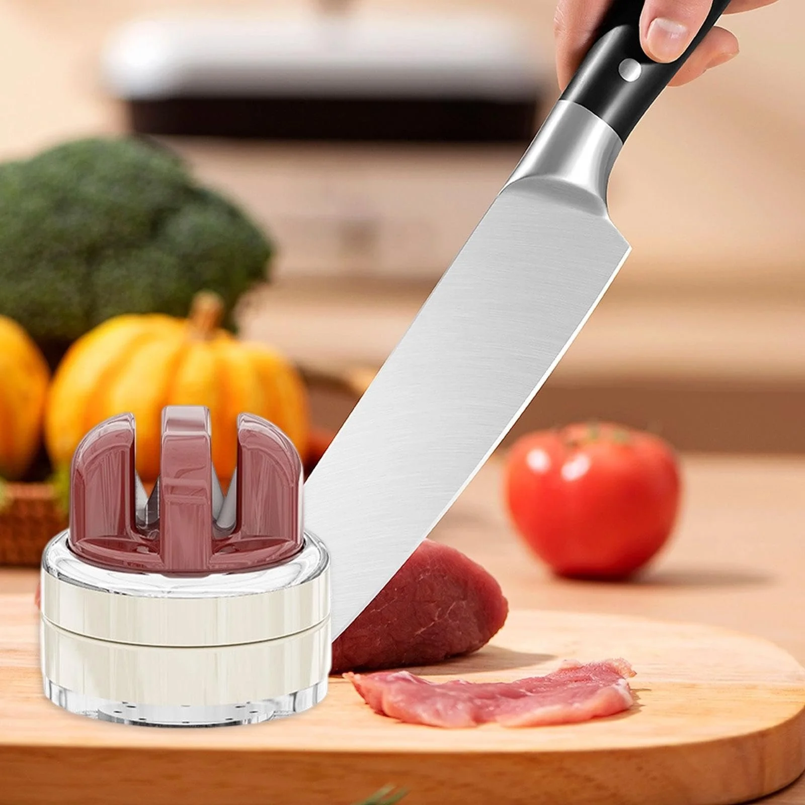 Точило для ножів Ручне на присосці Компактне Вольфрамова сталь Червоне, фото №5